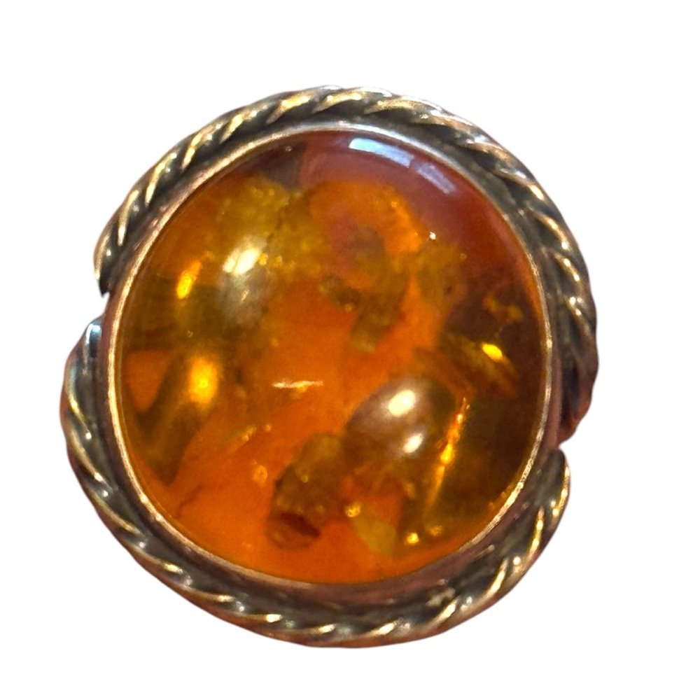 Vintage Russian Baltic Amber  Sterling Silver 925 MS Women's Ring